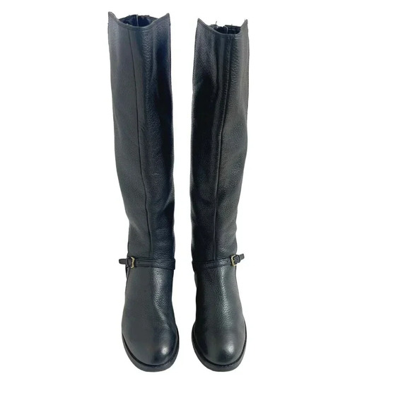 Cole Haan Pearlie Black Pebbled Leather Riding Boot With Buckle Women's Size 5.5 - Picture 3 of 11